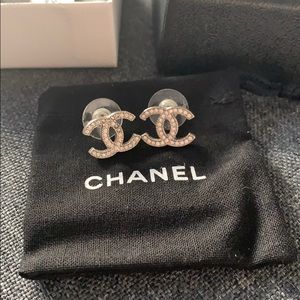 Authentic Chanel Logo Earrings